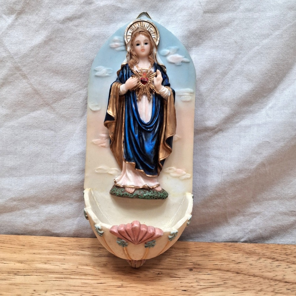 Roman Inc Holy Water Font Wall Hanging Sacred Heart of Mary Religious from 2002